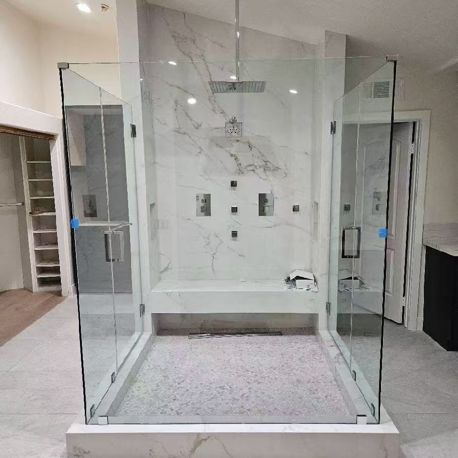 NIRVANA Shower Door - 90 Degree - Brushed Nickel